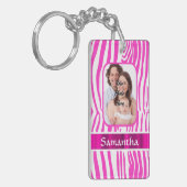 Roze zebra print sleutelhanger (Voorkant Links)