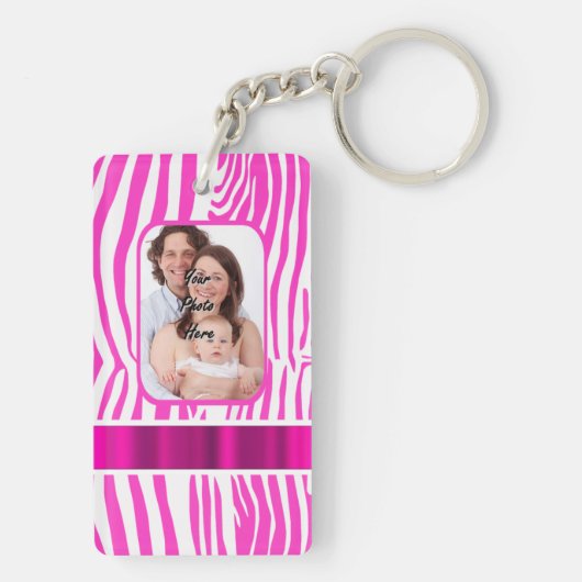 Roze zebra print sleutelhanger (achterkant)