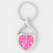 Roze zebra print sleutelhanger (Voorkant)