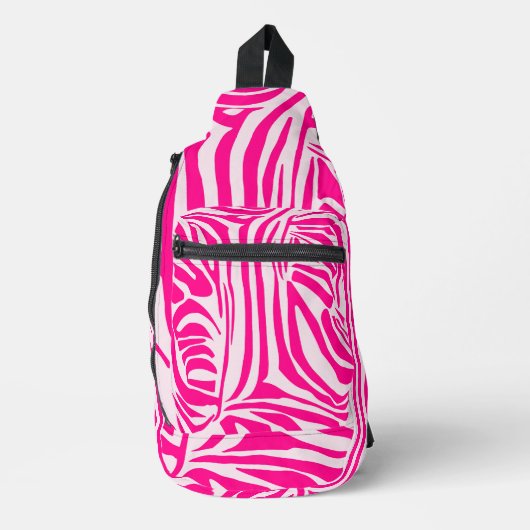 Roze zebra print sling bag (Voorkant)