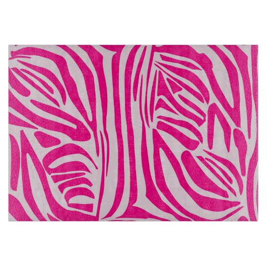 Roze zebra print snijplank (Voorkant)