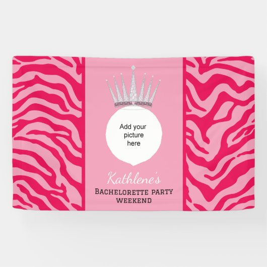 Roze zebra print spandoek (Horizontaal)