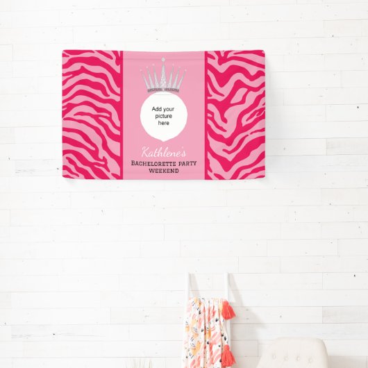 Roze zebra print spandoek (Insitu)