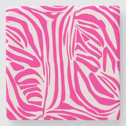 Roze zebra print stenen onderzetter (Voorkant)