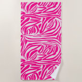 Roze zebra print strandlaken (Voorkant)