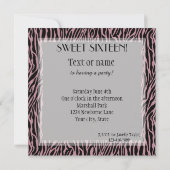 Roze Zebra Print Sweet Sixteen Kaart (Achterkant)