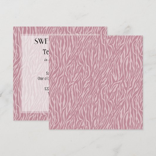 Roze Zebra Print Sweet Sixteen Kaart (Voorkant / Achterkant)