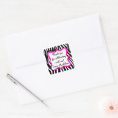 Roze Zebra Print Verjaardagsfeestje Favor Vierkante Sticker (Envelop)