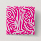 Roze zebra print vierkante button 5,1 cm (Voorkant)