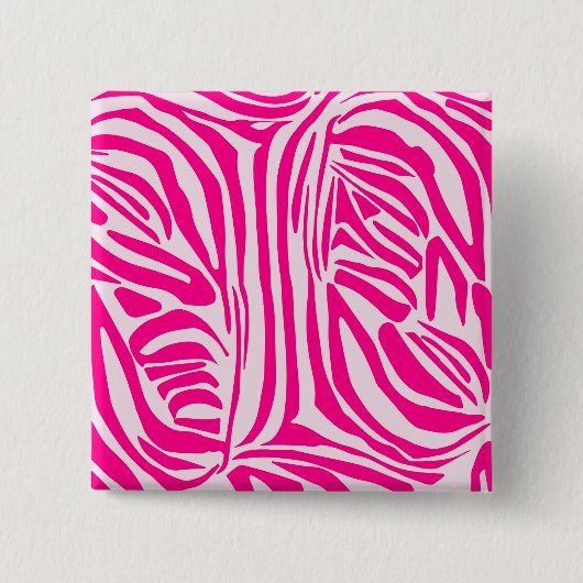 Roze zebra print vierkante button 5,1 cm (Voorkant)