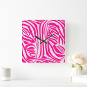 Roze zebra print vierkante klok (Huis)