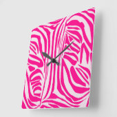 Roze zebra print vierkante klok (Hoek)