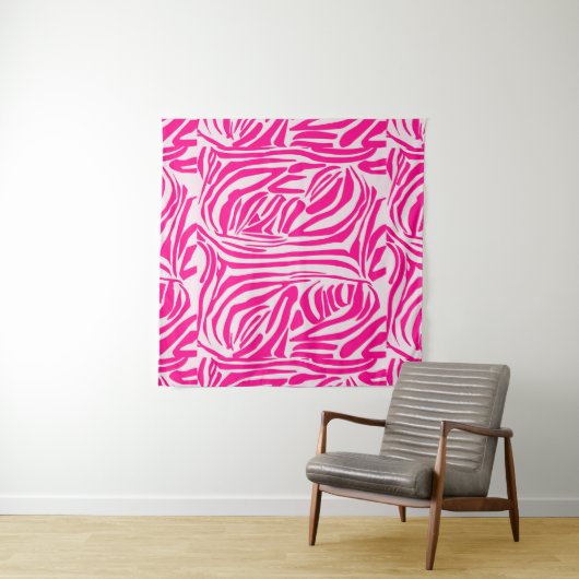 Roze zebra print wandkleed (In situ)