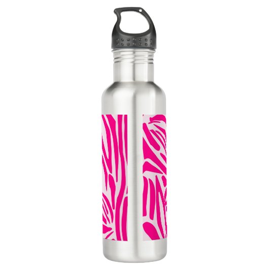 Roze zebra print waterfles (Achterkant)