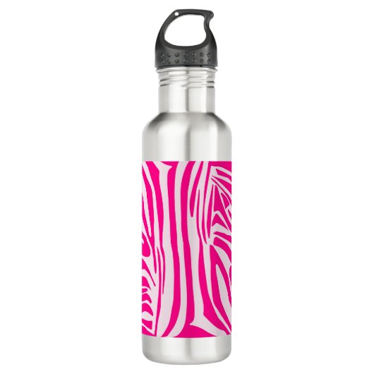 Roze zebra print waterfles  (Voorkant)