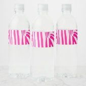 Roze zebra print waterfles etiket (Flessen)