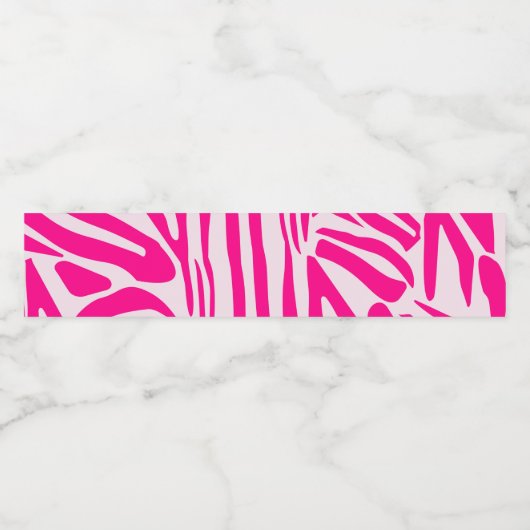 Roze zebra print waterfles etiket (Enkel label)