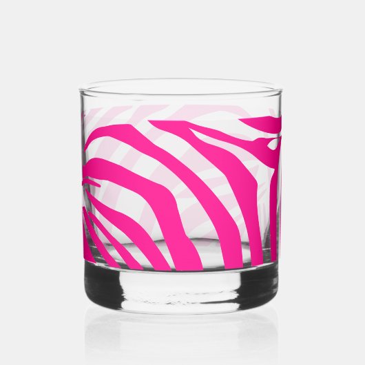 Roze zebra print whisky glas (Voorkant)