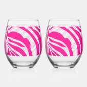 Roze zebra print wijnglas zonder voet (Achterkant)