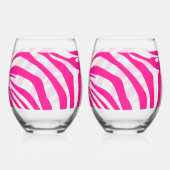 Roze zebra print wijnglas zonder voet (Voorkant)