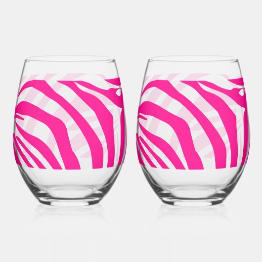 Roze zebra print wijnglas zonder voet (Voorkant)