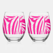 Roze zebra print wijnglas zonder voet (Links)