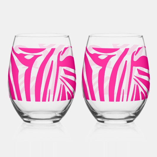 Roze zebra print wijnglas zonder voet (Links)