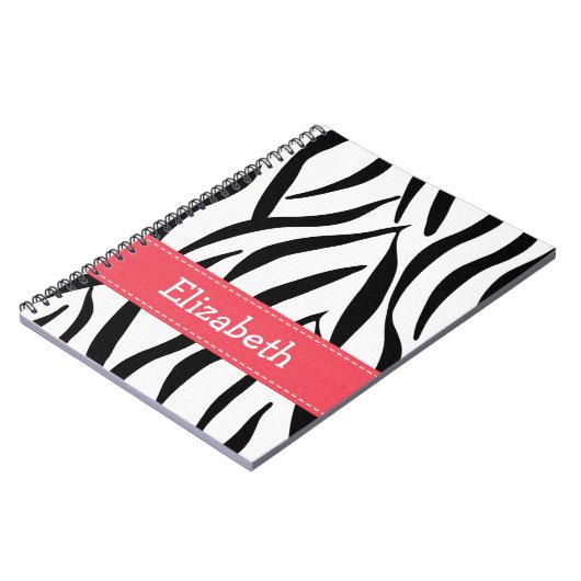 Roze Zebra - Printerblad voor huidafdrukken Notitieboek (Linkerzijde)