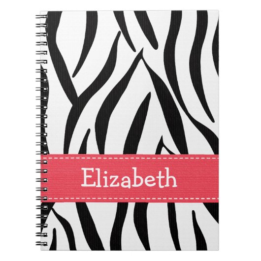 Roze Zebra - Printerblad voor huidafdrukken Notitieboek (Voorkant)