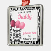 Roze Zebra Proud New Papa Metalen Ornament (Links)