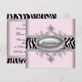 Roze Zebra Quinceanera Kaart (Voorkant / Achterkant)