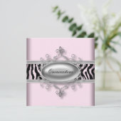 Roze Zebra Quinceanera Kaart (Staand voorkant)