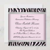 Roze Zebra Quinceanera Kaart (Achterkant)