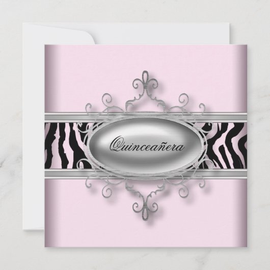 Roze Zebra Quinceanera Kaart (Voorkant)