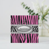 Roze Zebra Quinceanera Kaart (Staand voorkant)