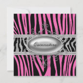 Roze Zebra Quinceanera Kaart (Voorkant)