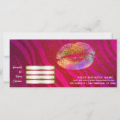 Roze zebra regenboog glitters lippen cadeaubon (Achterkant)