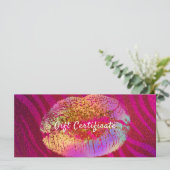 Roze zebra regenboog glitters lippen cadeaubon (Staand voorkant)