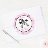 Roze Zebra Ronde Favor Sticker (Envelop)