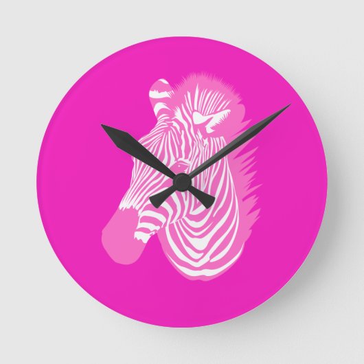 Roze Zebra Ronde Klok (Voorkant)