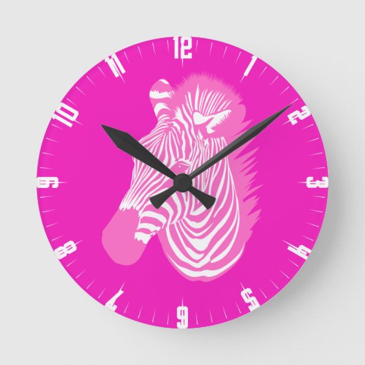 Roze Zebra Ronde Klok (Voorkant)