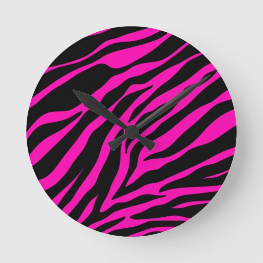 roze zebra ronde klok (Voorkant)
