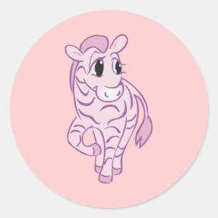 Roze Zebra Ronde Sticker