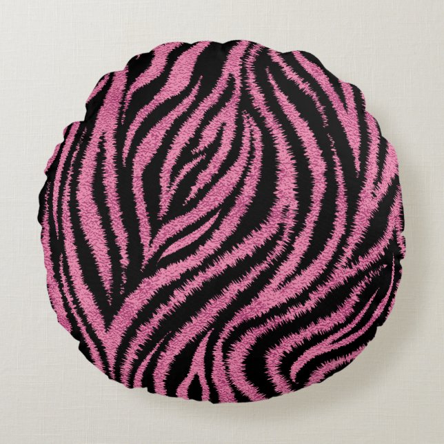 "Roze Zebra" rondreis Rond Kussen (Voorkant)