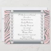 Roze Zebra Roze Zebra Baby Meisje Douche Kaart (Achterkant)