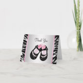 Roze Zebra Roze Zwarte Baby Meisje Douche Dank u Bedankkaart (Voorkant)