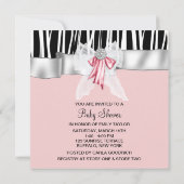 Roze Zebra Roze Zwarte Prinses Baby shower Kaart (Achterkant)