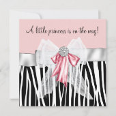 Roze Zebra Roze Zwarte Prinses Baby shower Kaart (Voorkant)