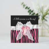 Roze Zebra Roze Zwarte Prinses Baby shower Kaart (Staand voorkant)