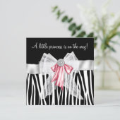 Roze Zebra Roze Zwarte Prinses Baby shower Kaart (Staand voorkant)